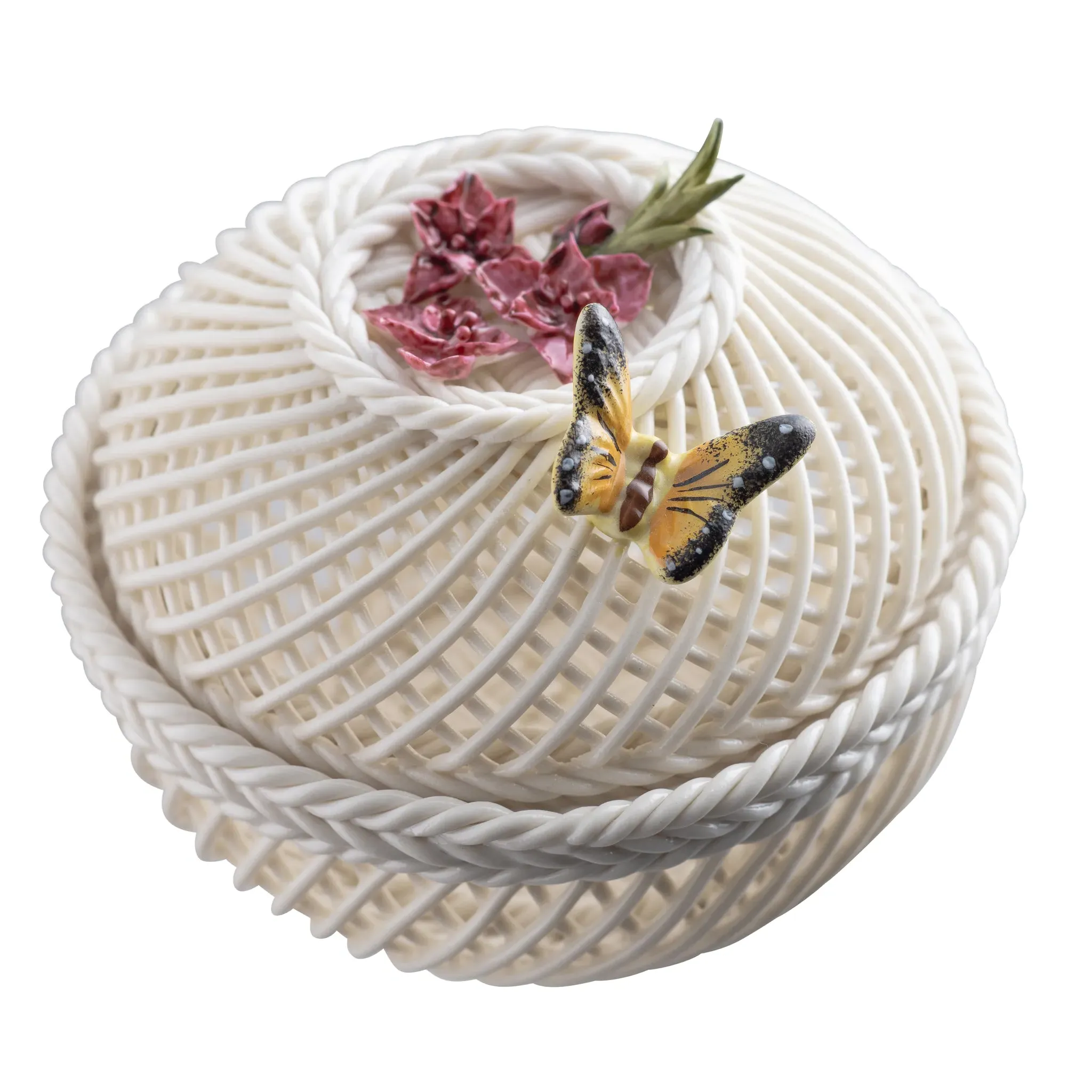 Belleek Flowers of the Month August Gladiolus Trinket Basket - Porcelain product