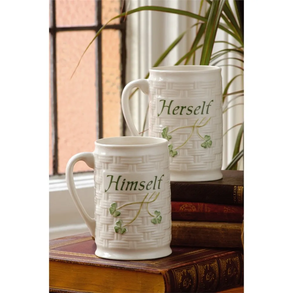 Belleek Himself & Herself Mug Set - White