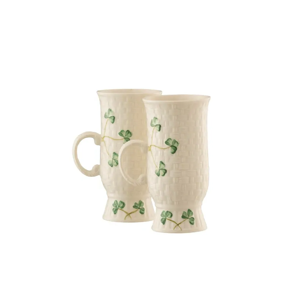 Belleek Irish Coffee Mug Pair - Shamrock Basketweave product