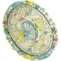 Belleek Large Oval Covered Basket - Cream