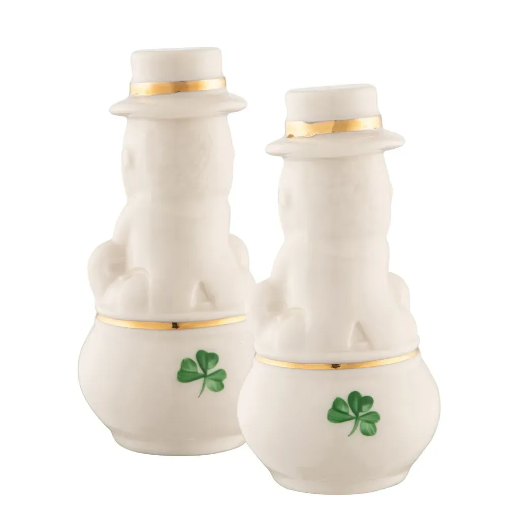 Belleek Leprechaun Salt & Pepper Set - Hand Painted, Ceramic alternate view