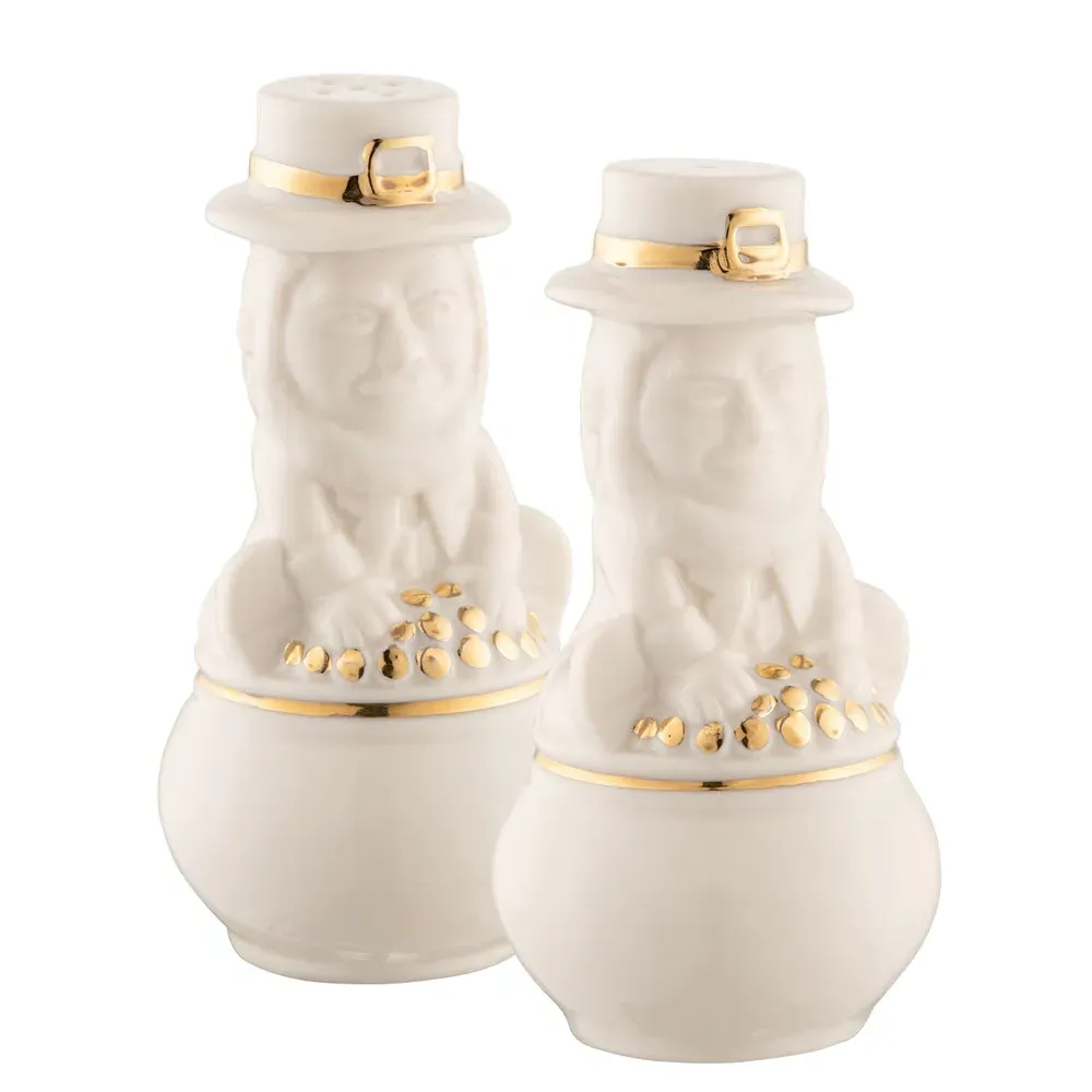 Belleek Leprechaun Salt & Pepper Set - Hand Painted, Ceramic product