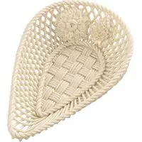 Chrysanthemum Teardrop Basket - White, Porcelain