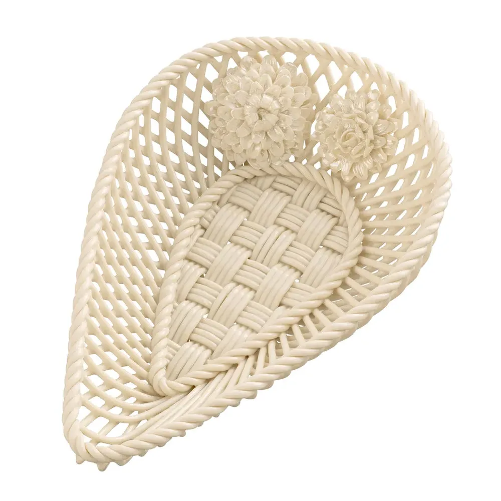 Chrysanthemum Teardrop Basket - White, Porcelain image