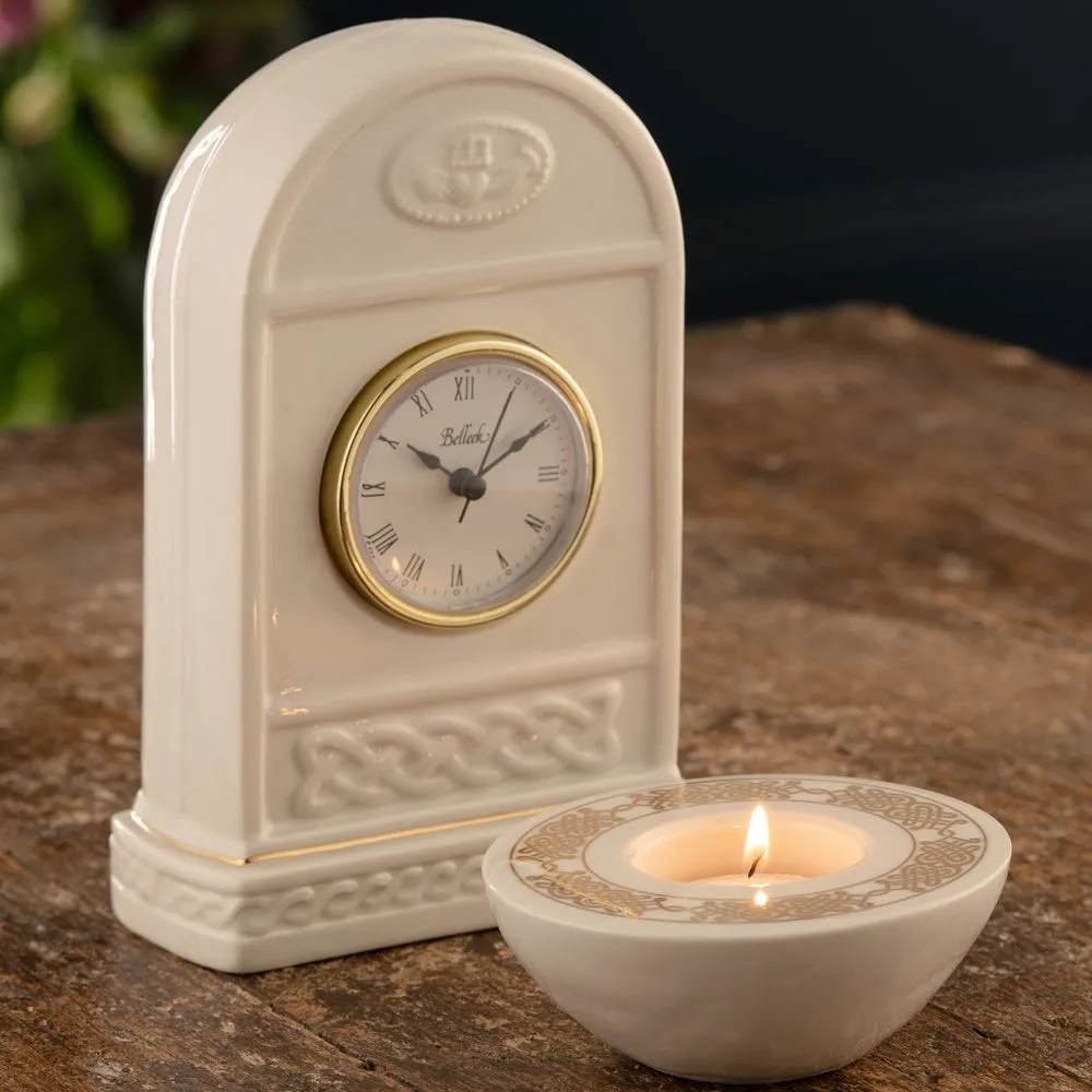 Claddagh Mantel Clock - White