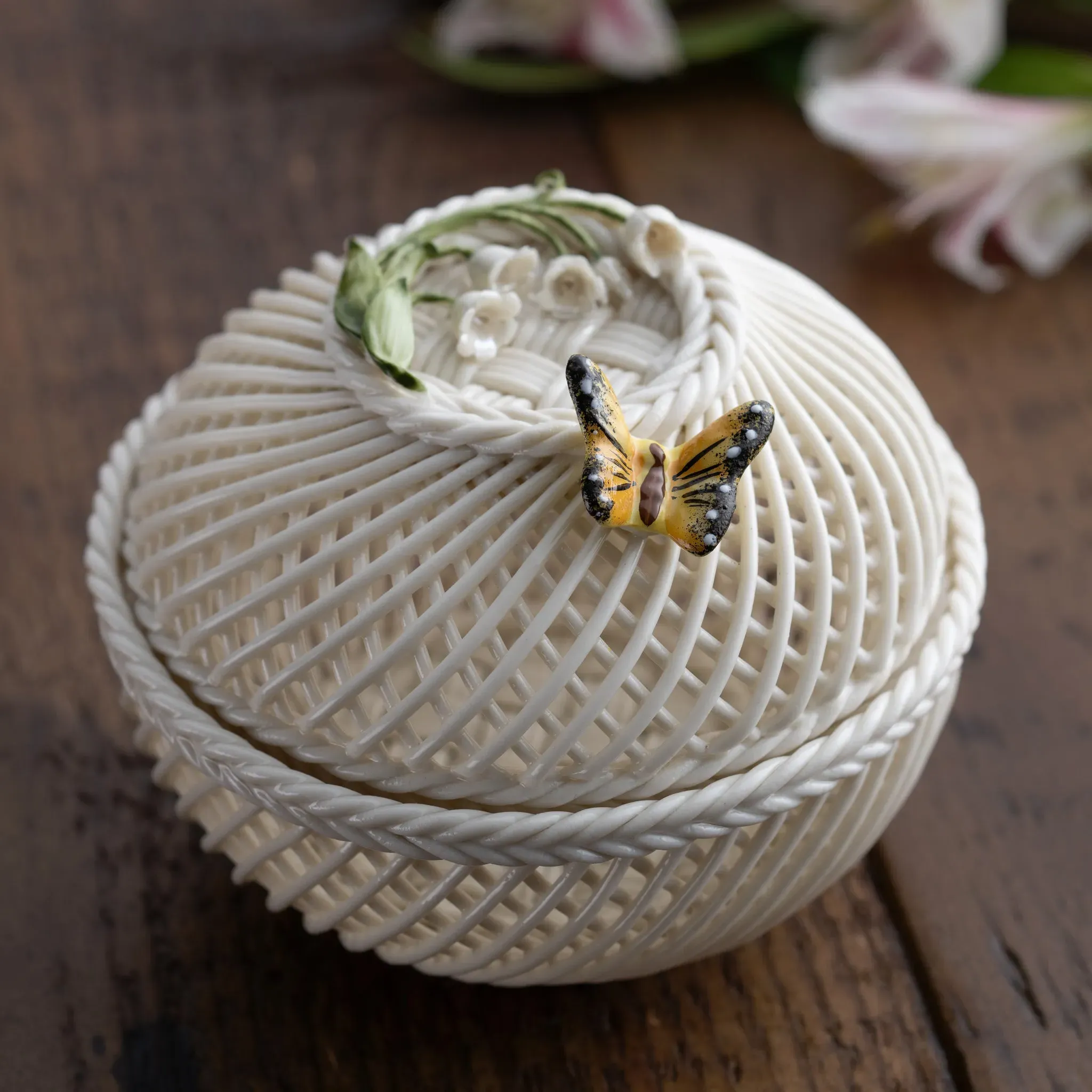 Flowers of the Month May Lily of the Valley Basket - Porcelain alternate view