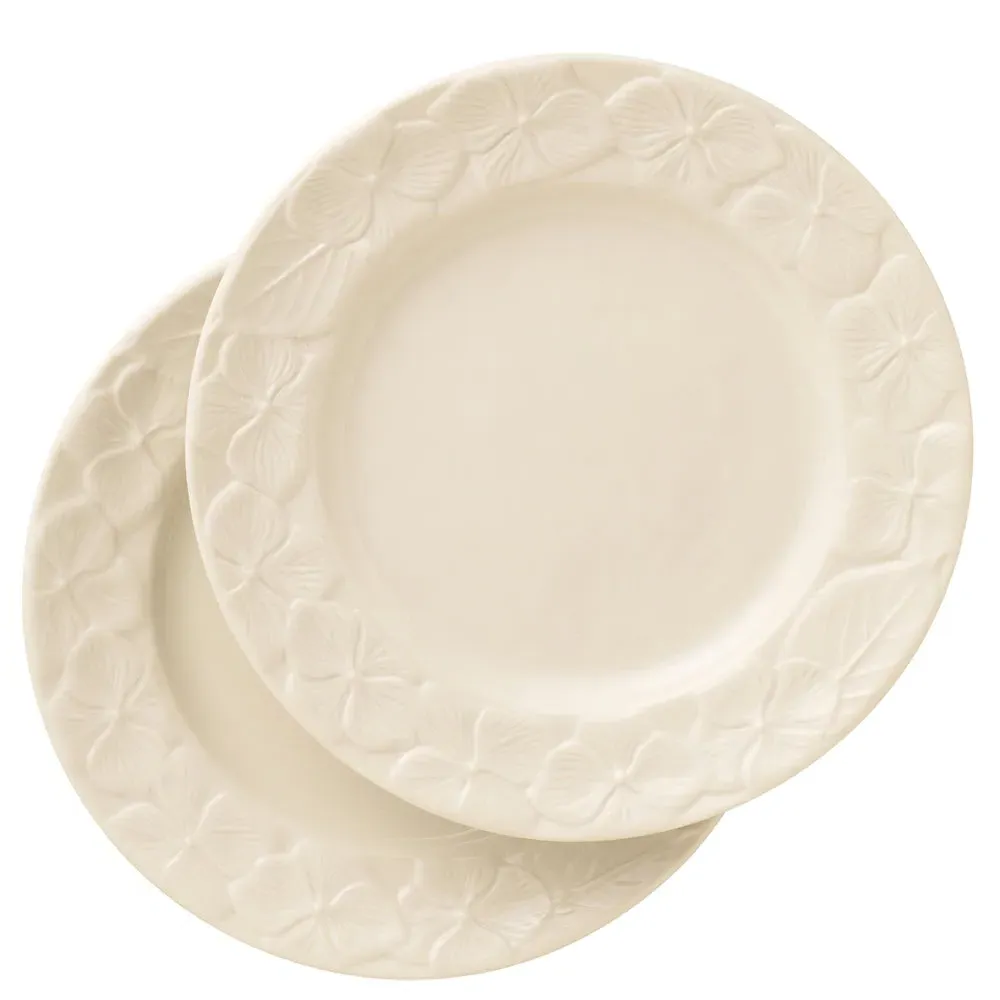 Hydrangea 8" Plate Set of 2 - White, Porcelain product