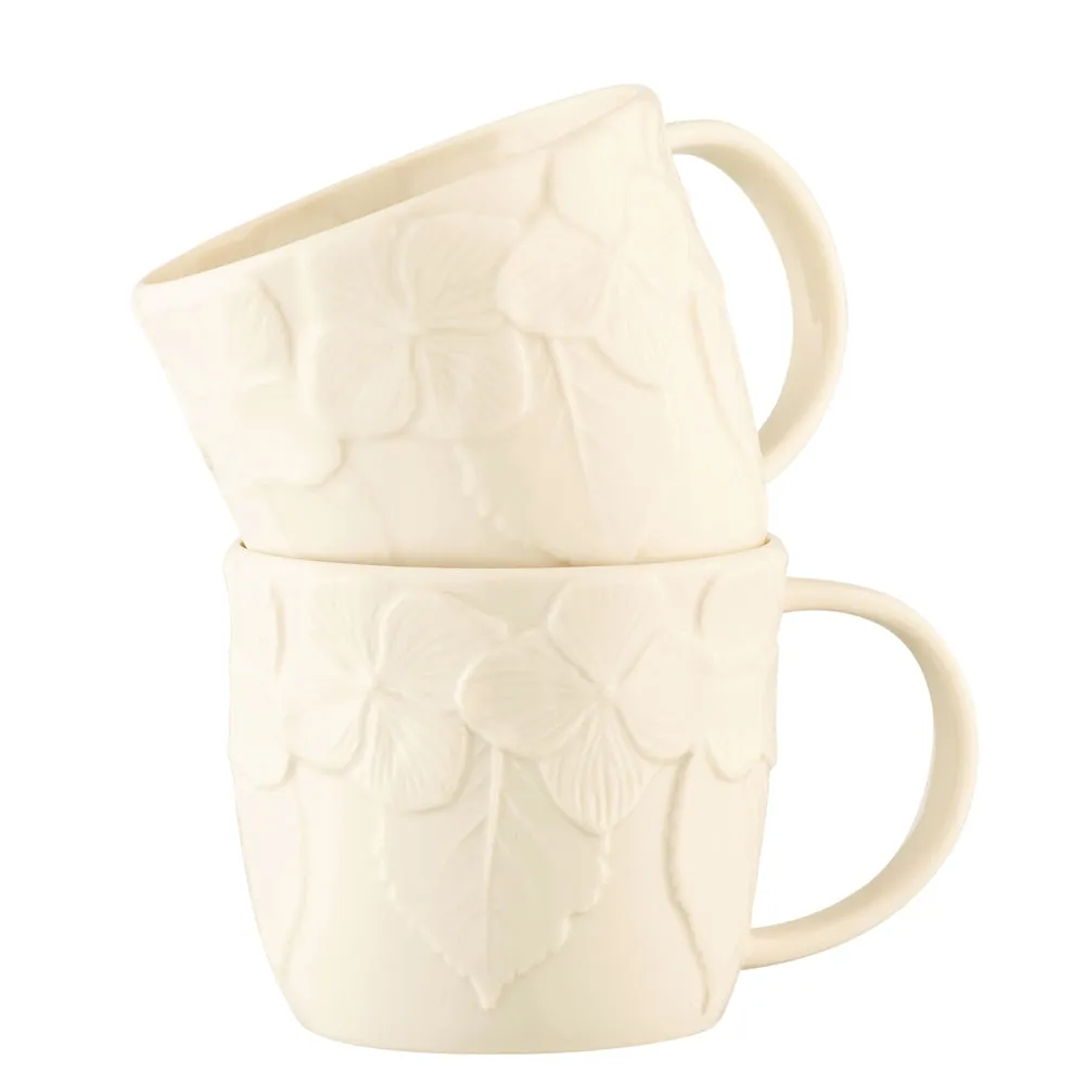 Hydrangea Set of Two Mugs - White image