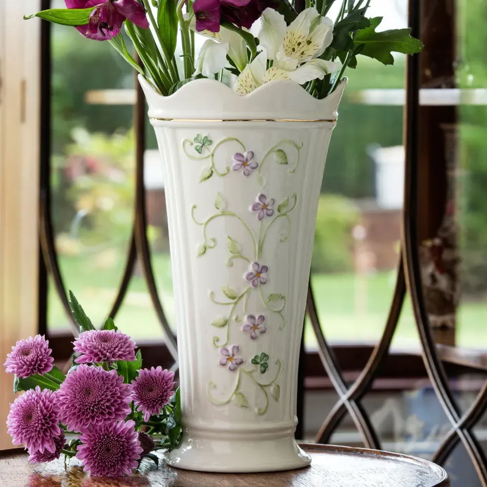 Irish Flax 9.5 Inch Vase - Hand Painted