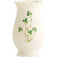 Kylemore 7" Vase with Hand Painted Shamrocks - White