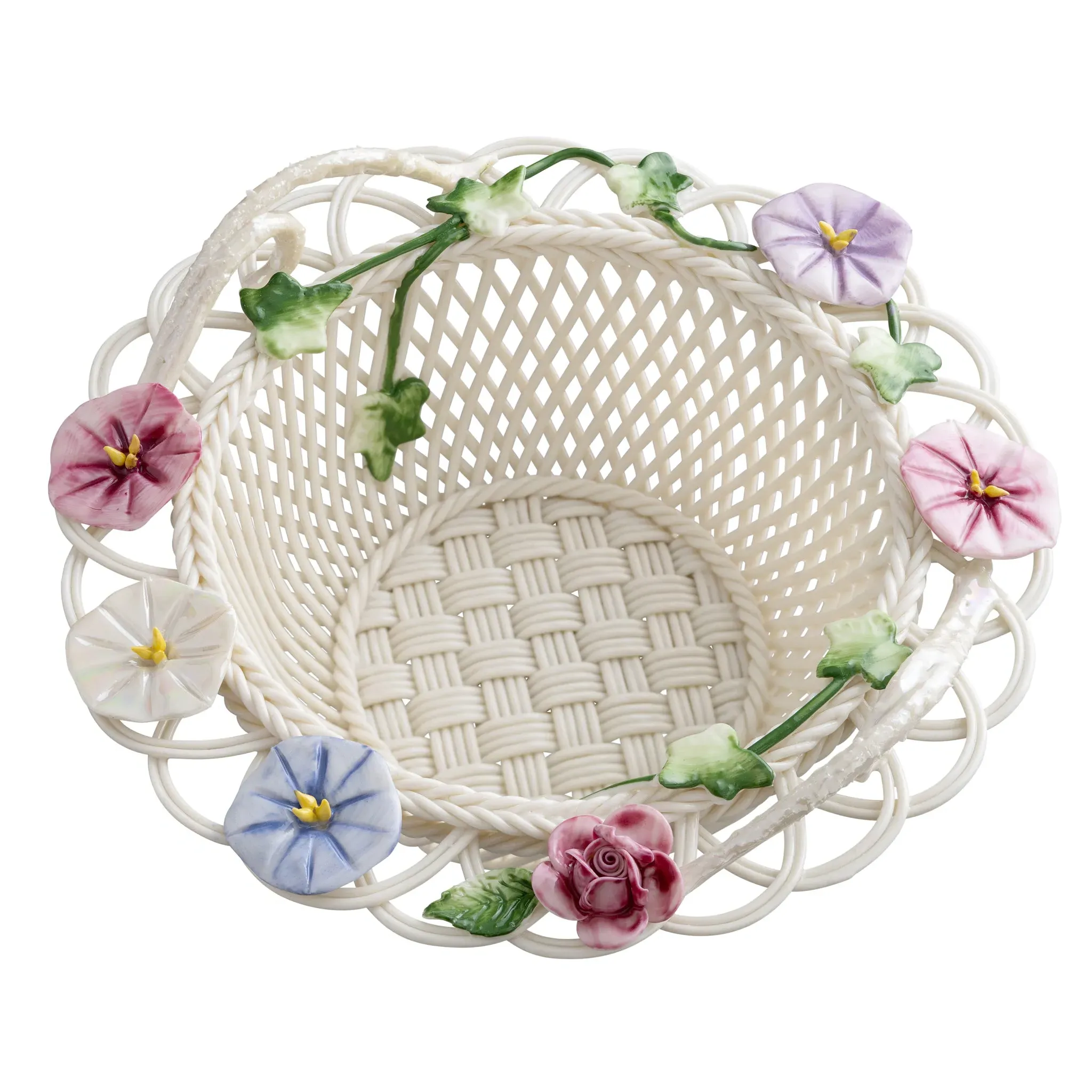 Morning Glory Decorative Basket - Hand-Painted, Porcelain product