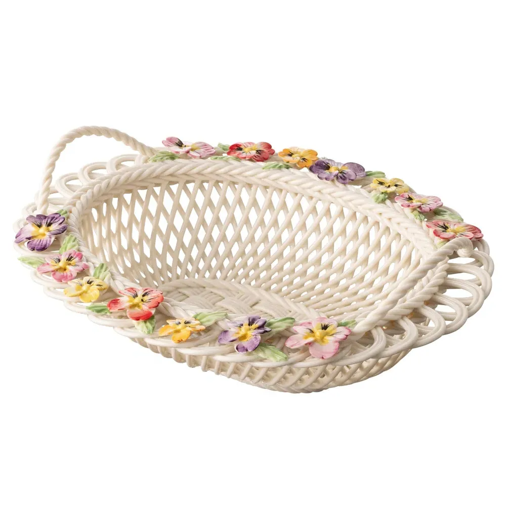 Pansy Oval Basket - Hand Painted image