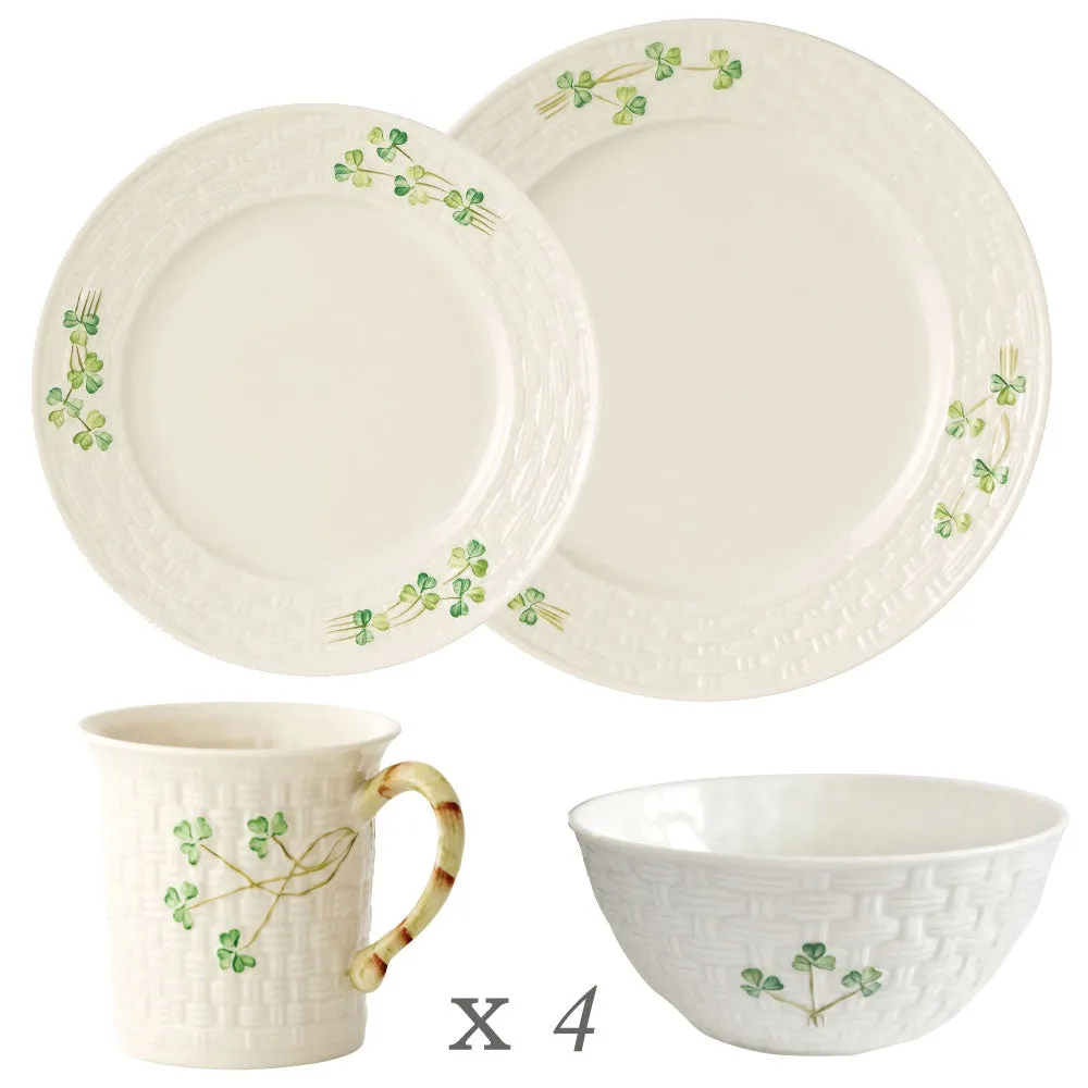 Shamrock 16 Piece Dining Set - White, China