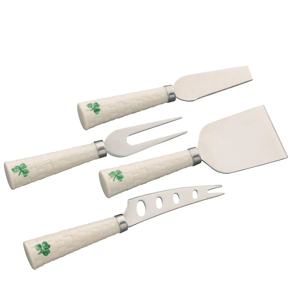 Shamrock Basketweave Cheese Knife Set of 4 - Parian China product