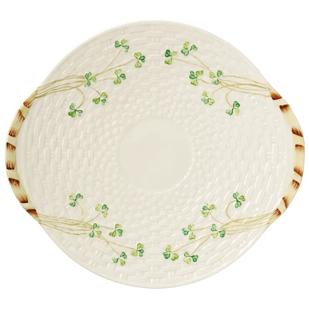 Shamrock Bread Plate - Basket Weave, Porcelain product