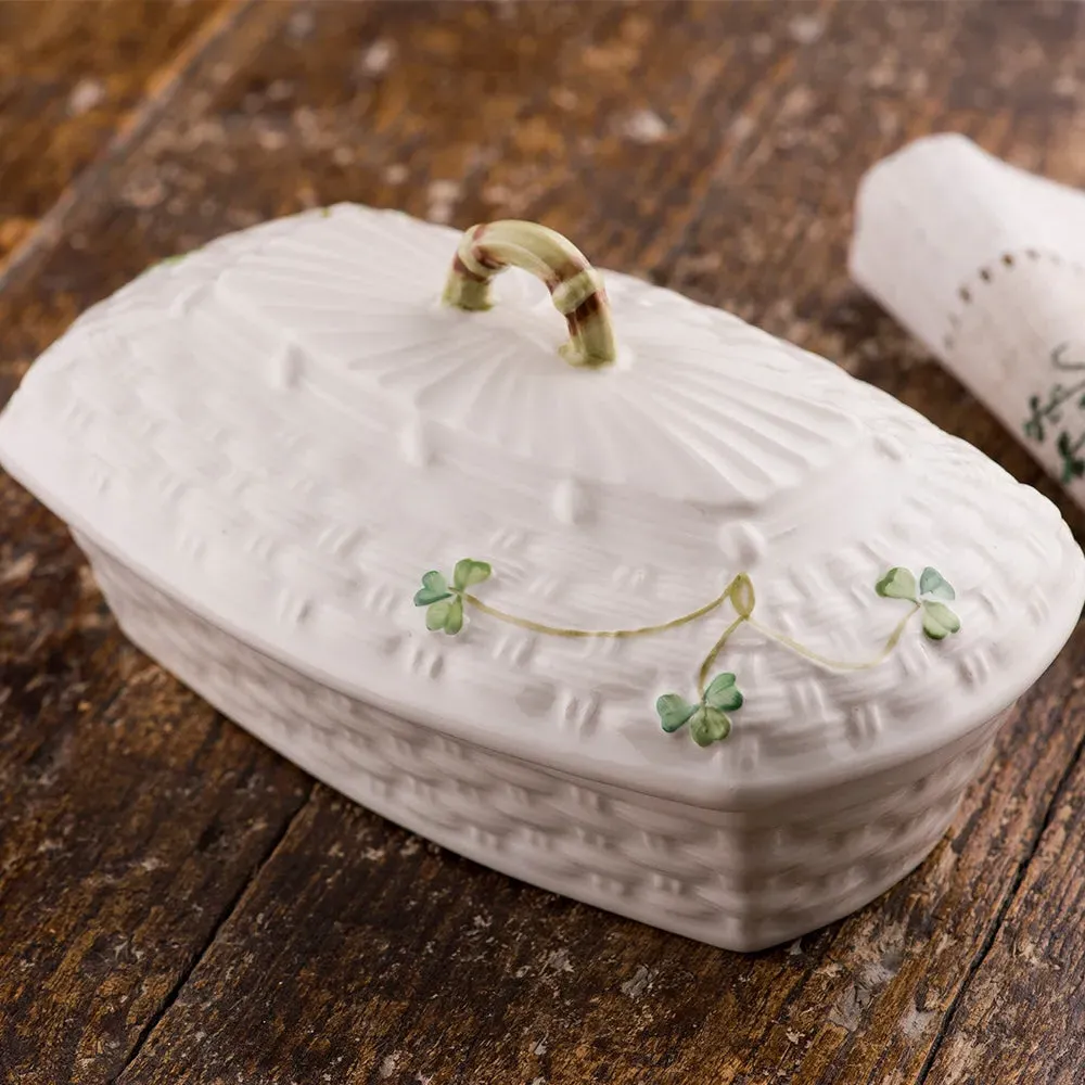 Shamrock Butter Dish - Irish Porcelain