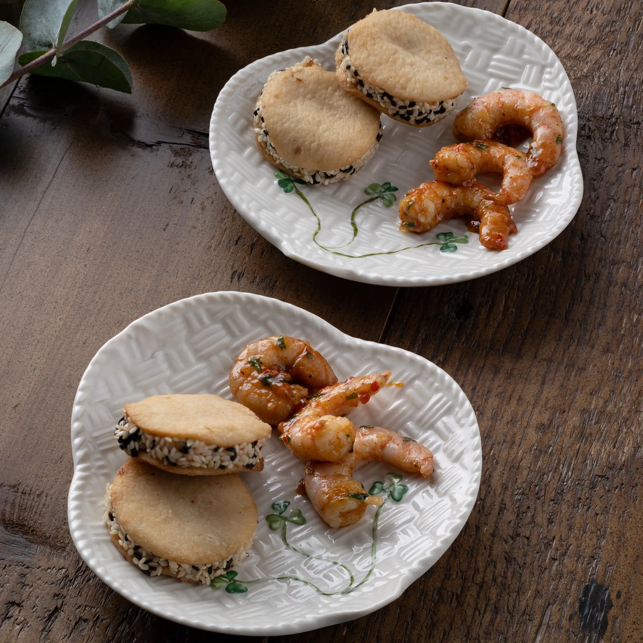 Shamrock Canape Plate Set of 2 - White