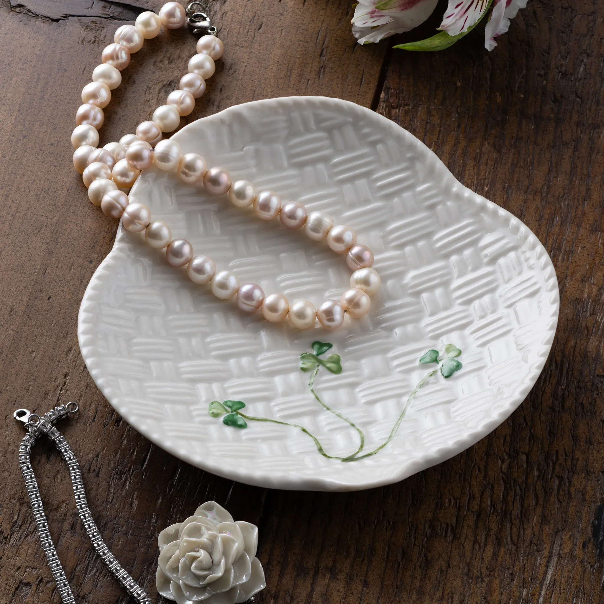 Shamrock Canape Plate Set of 2 - White