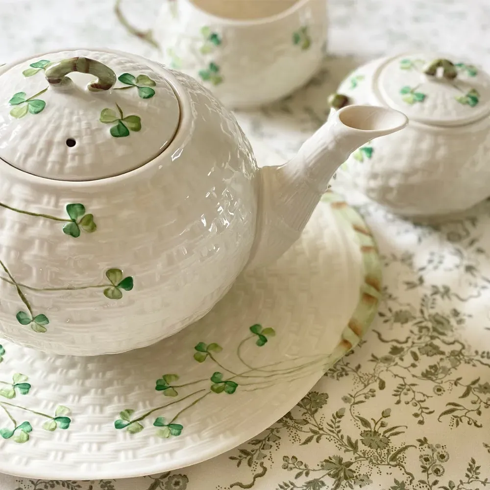 Shamrock Sugar Bowl with Lid - White
