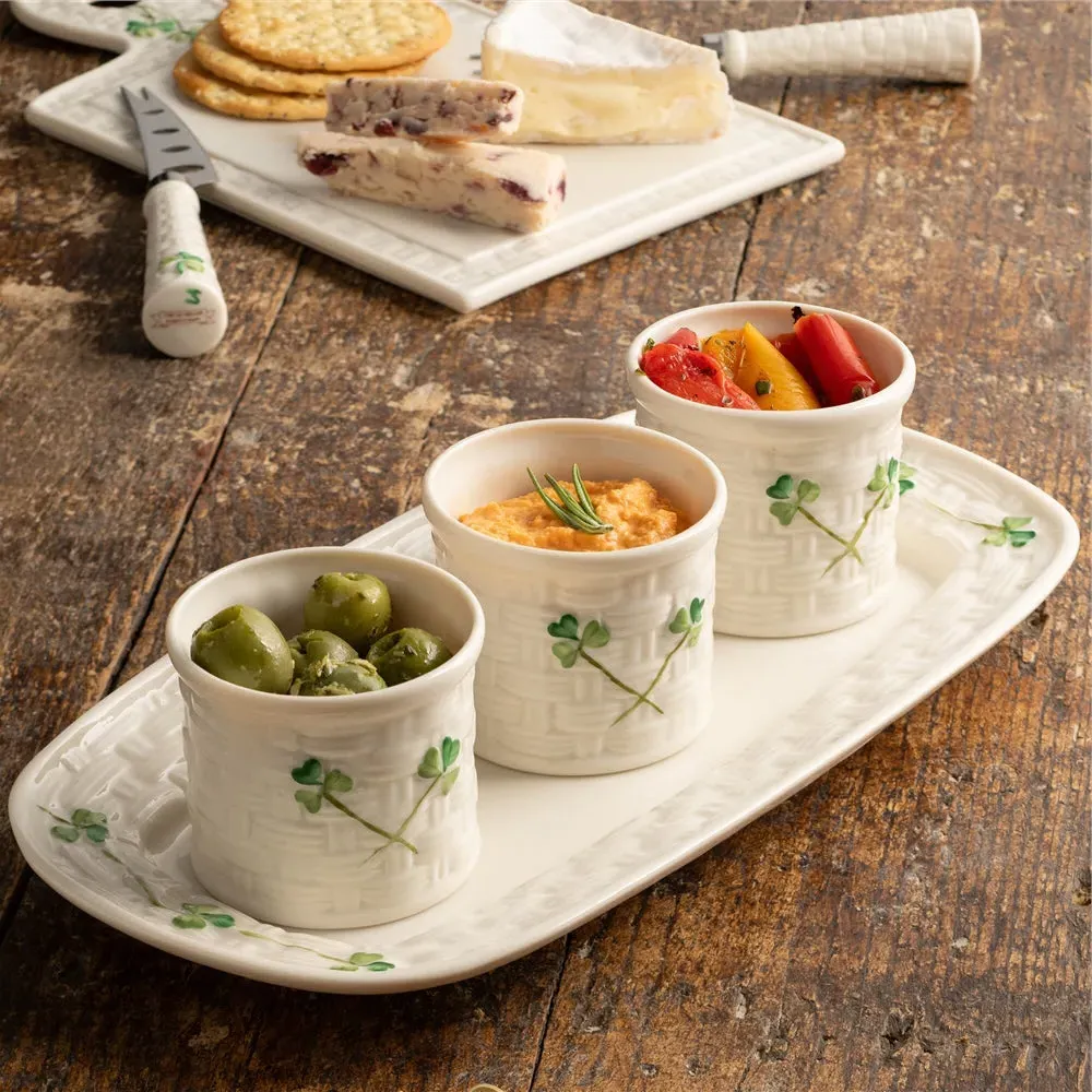 Shamrock Tapas Set with Tray - White