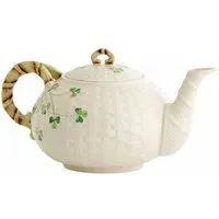 Shamrock Teapot with Basket Weave Pattern - White