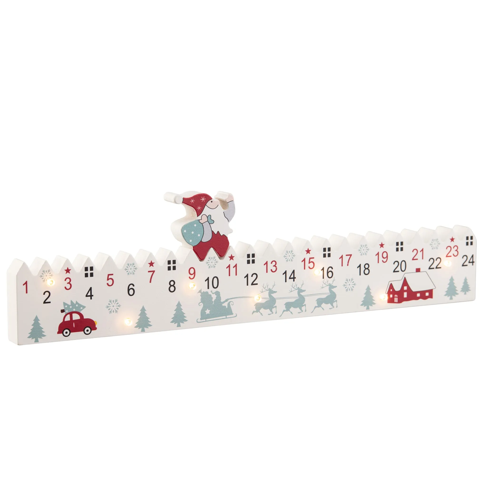 Advent Countdown LED with Moveable Santa - Wood product