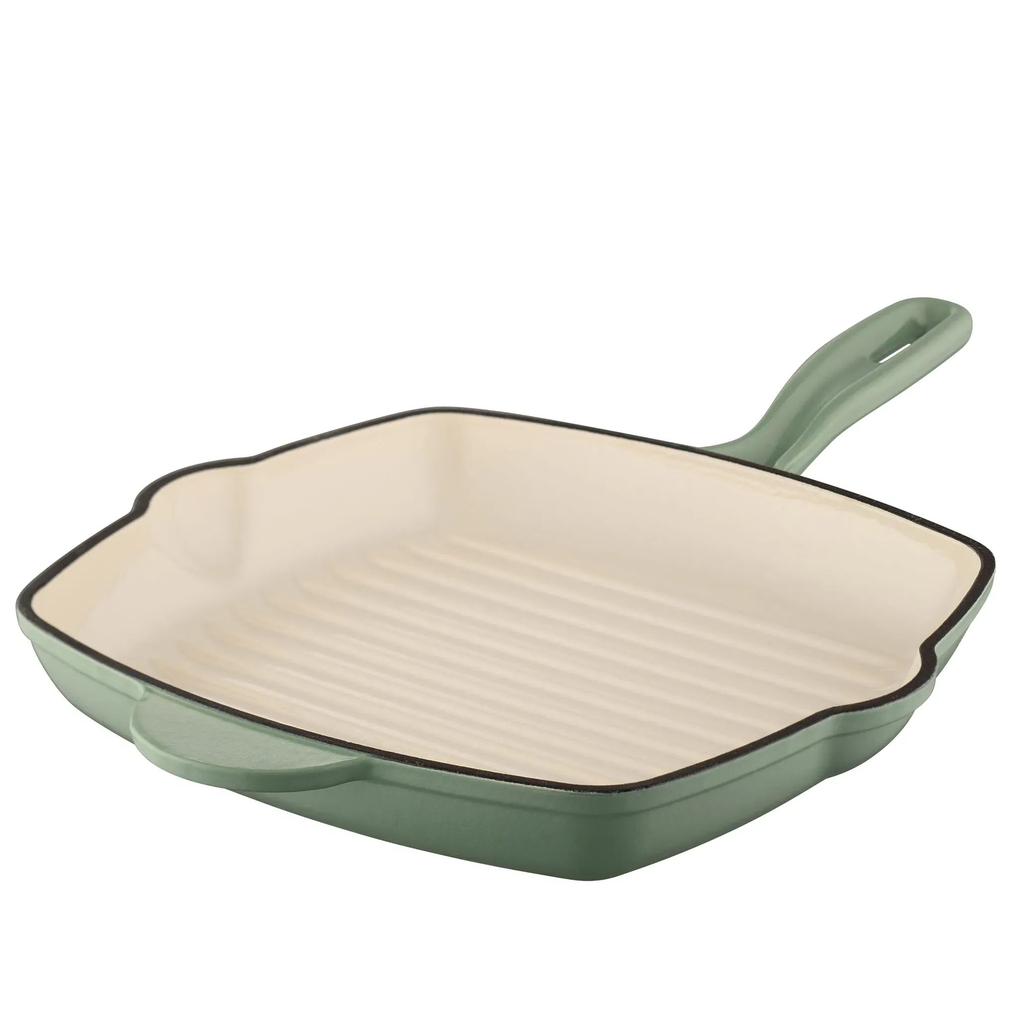 Cast Iron Grill Pan - Cream, Green Enamel product