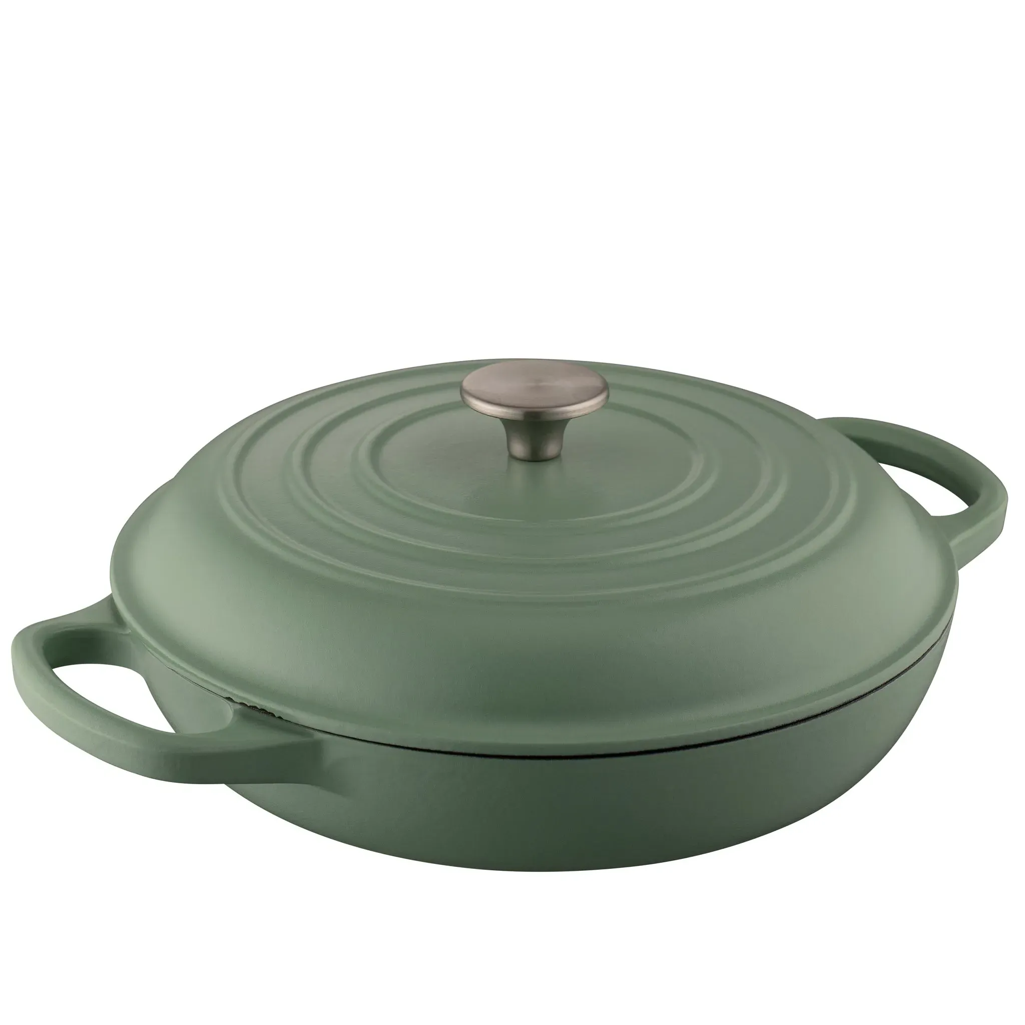 Cast Iron Shallow Covered Casserole - Green, Enamel product