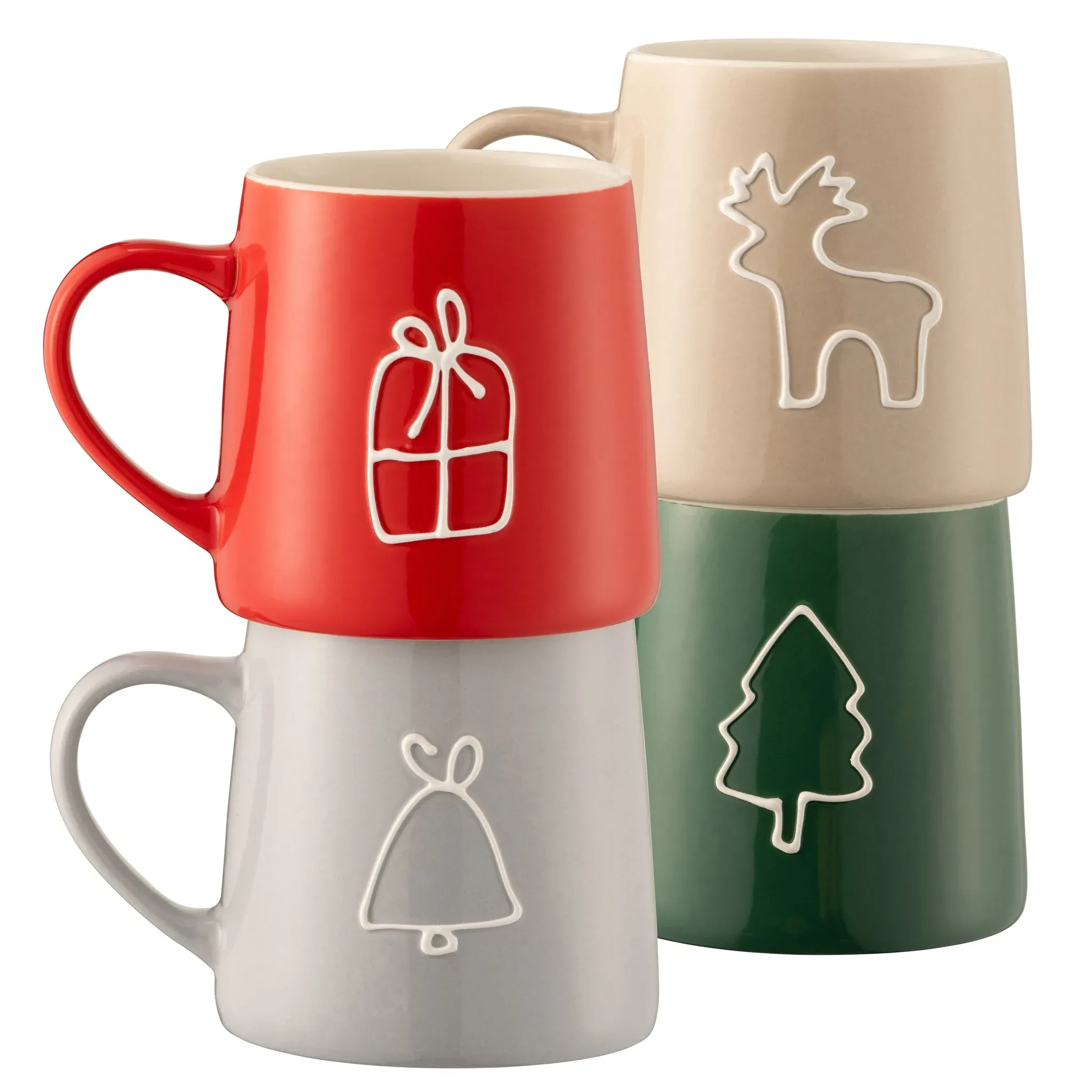Christmas Doodles Mugs Set of 4 - Fine China image