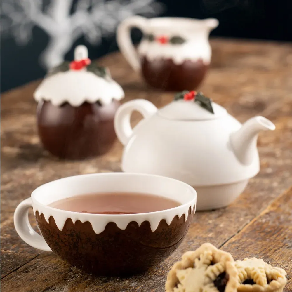 Christmas Pudding Tea for One Set - Stoneware