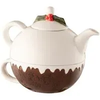 Christmas Pudding Tea for One Set - Stoneware