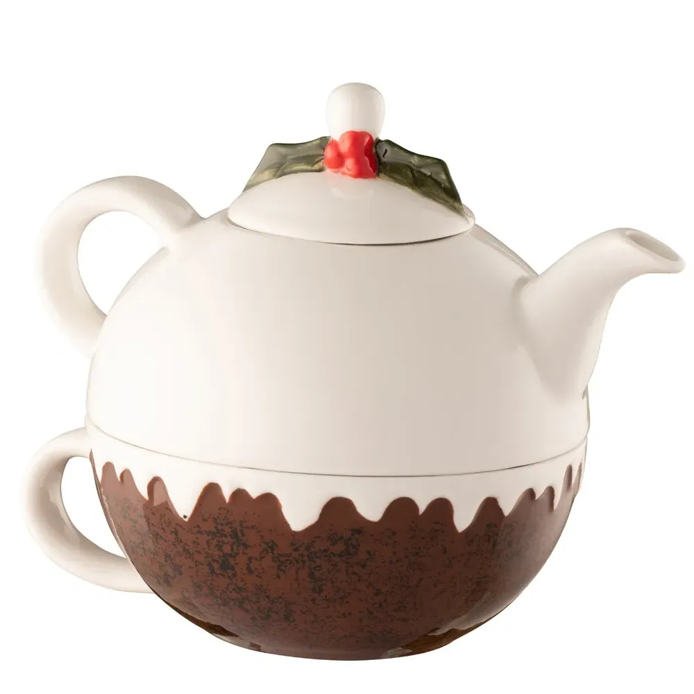 Christmas Pudding Tea for One Set - Stoneware image