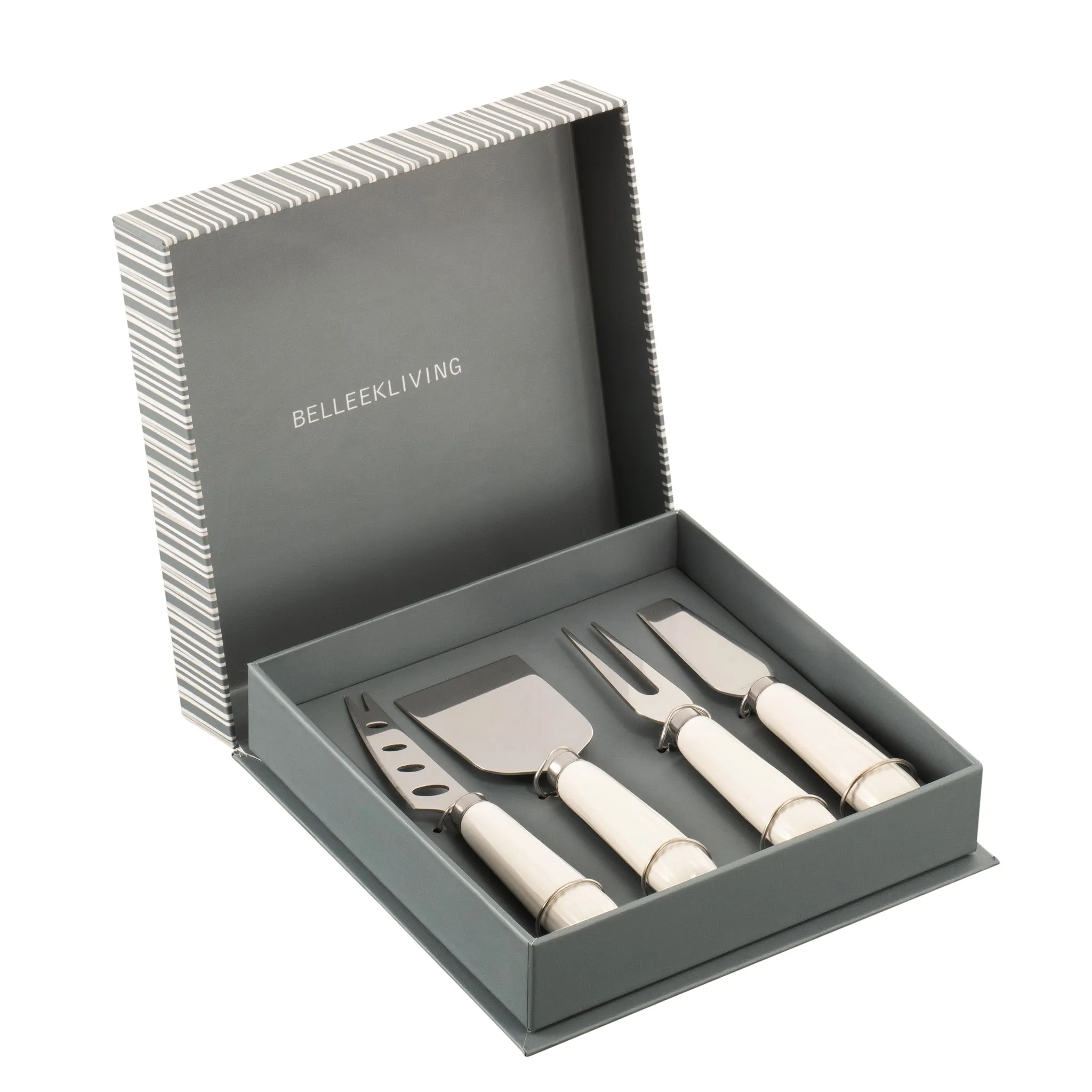 Erne Cheese Knife Set of 4 - White, Porcelain image