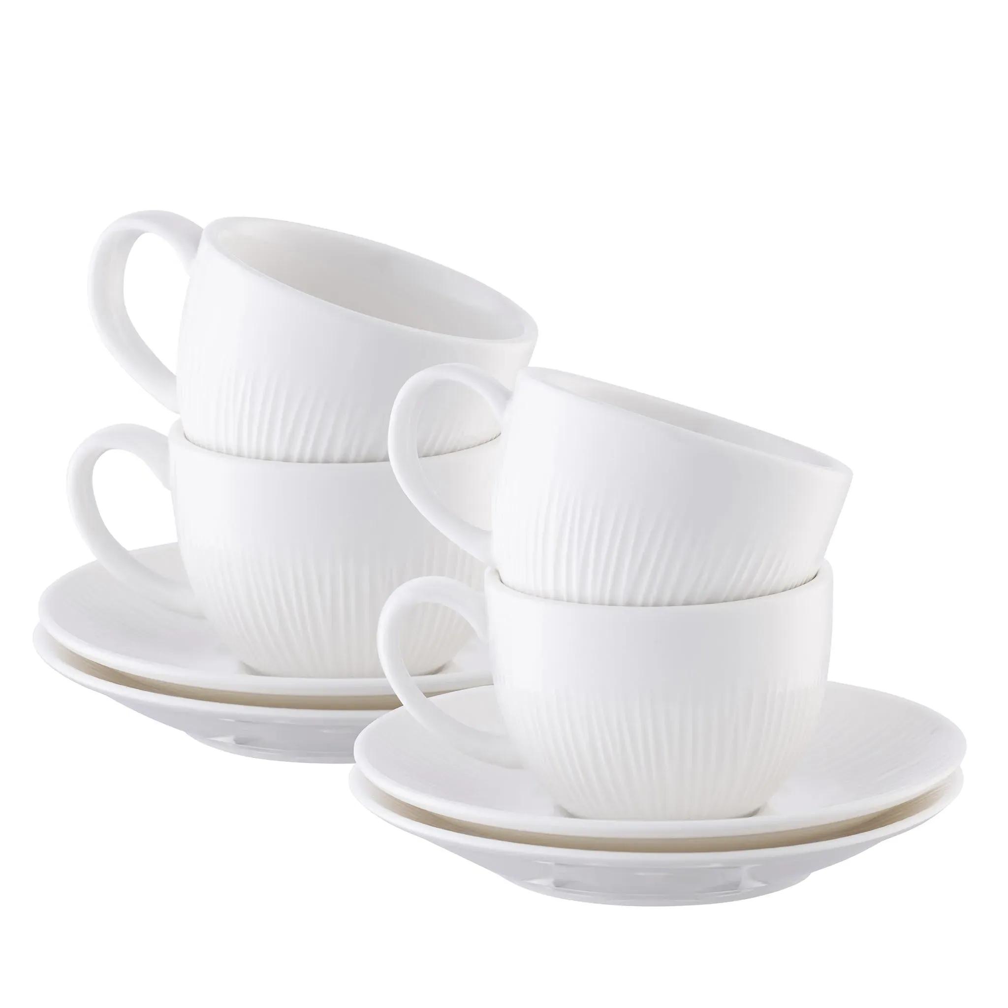 Erne Espresso Cup & Saucer Set of 4 - White, Porcelain image