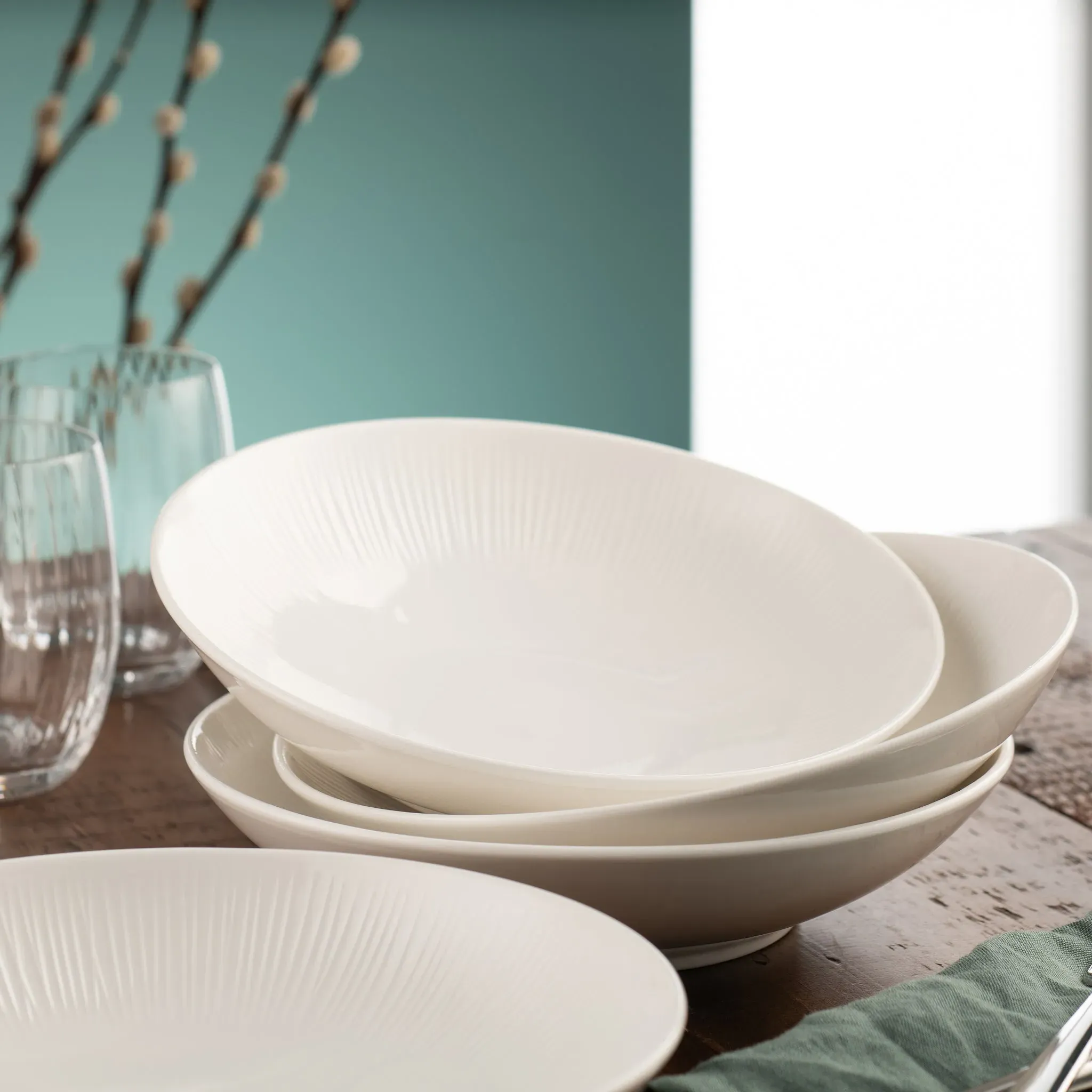 Erne Pasta Bowls Set of 4 - White, Porcelain