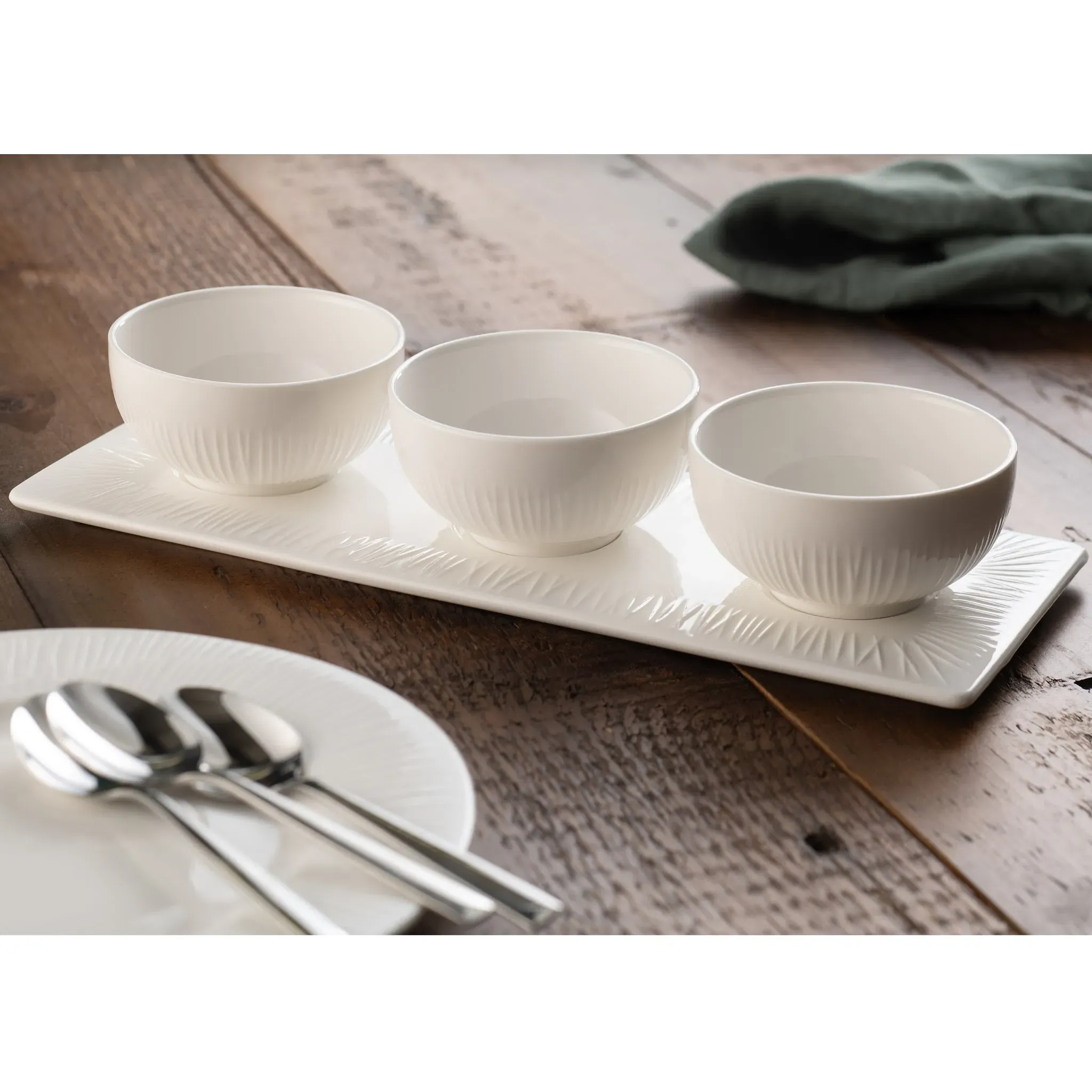Erne Triple Bowl Set - White, Porcelain