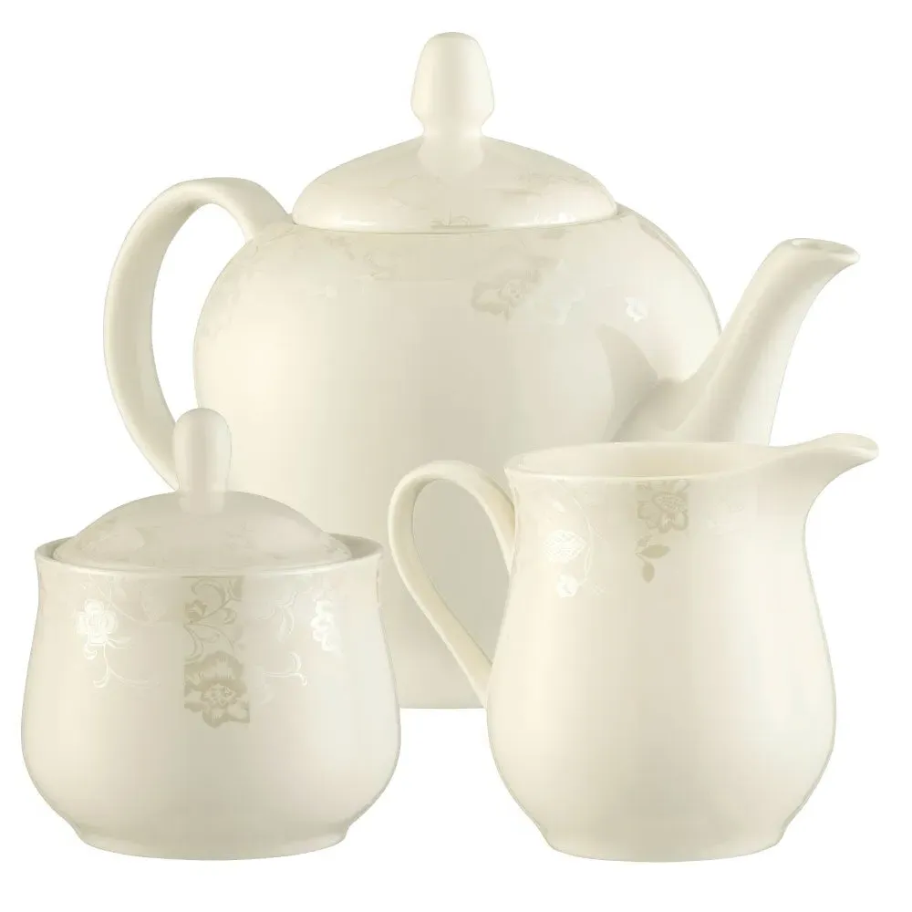 Evermore Teapot Sugar & Cream Set - Ivory