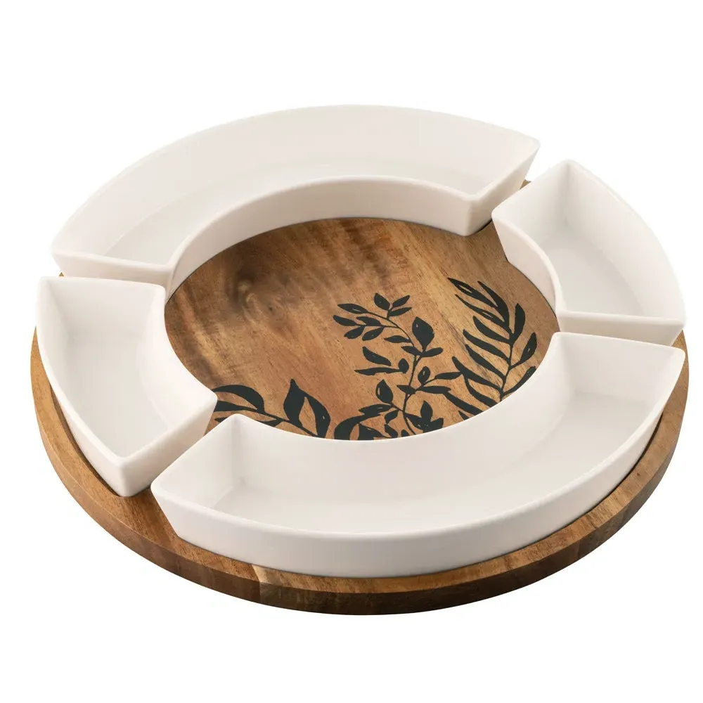 Graze Round Serving Board with Dishes - Acacia Wood image