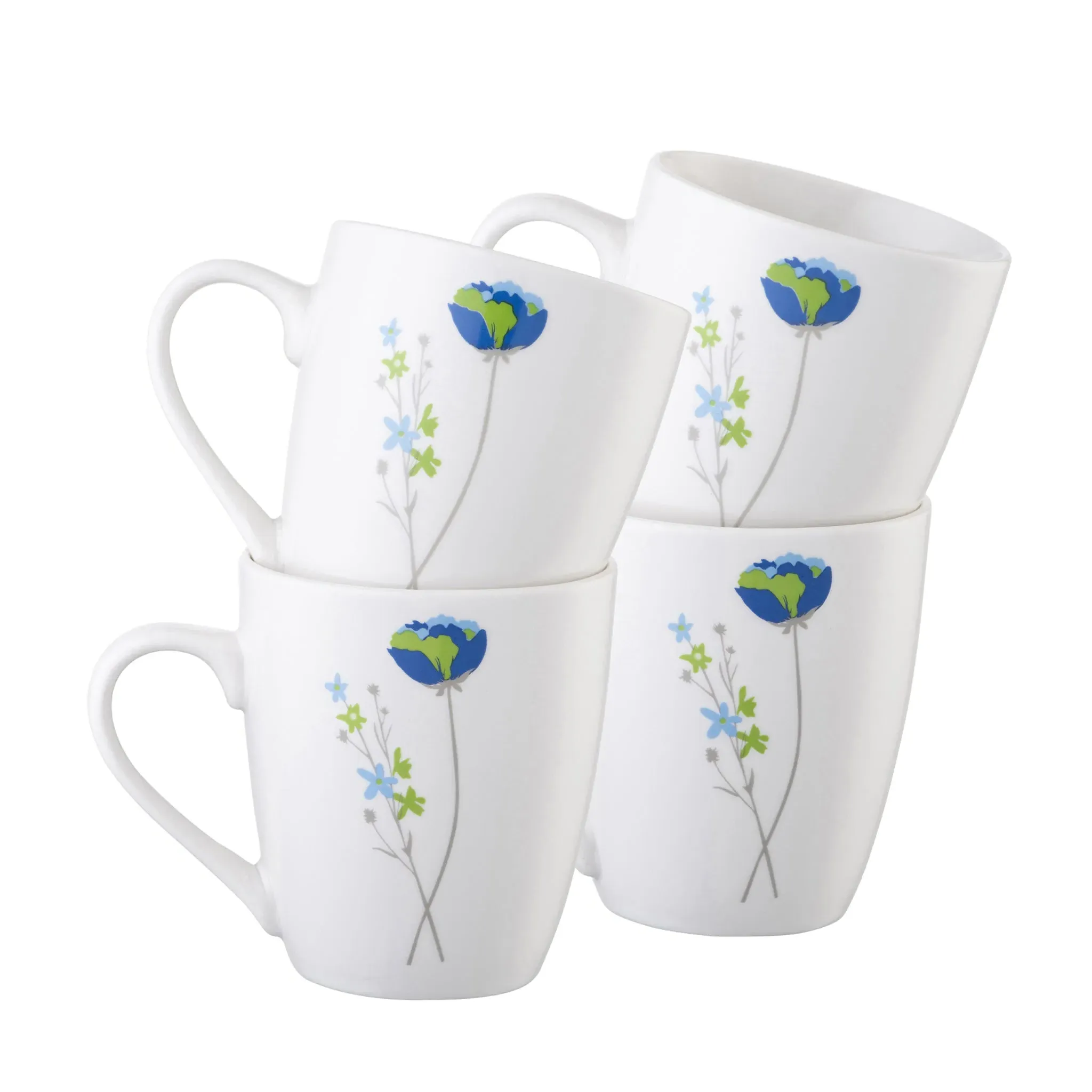 Indigo Bloom Mugs Set of 4 - Fine China product