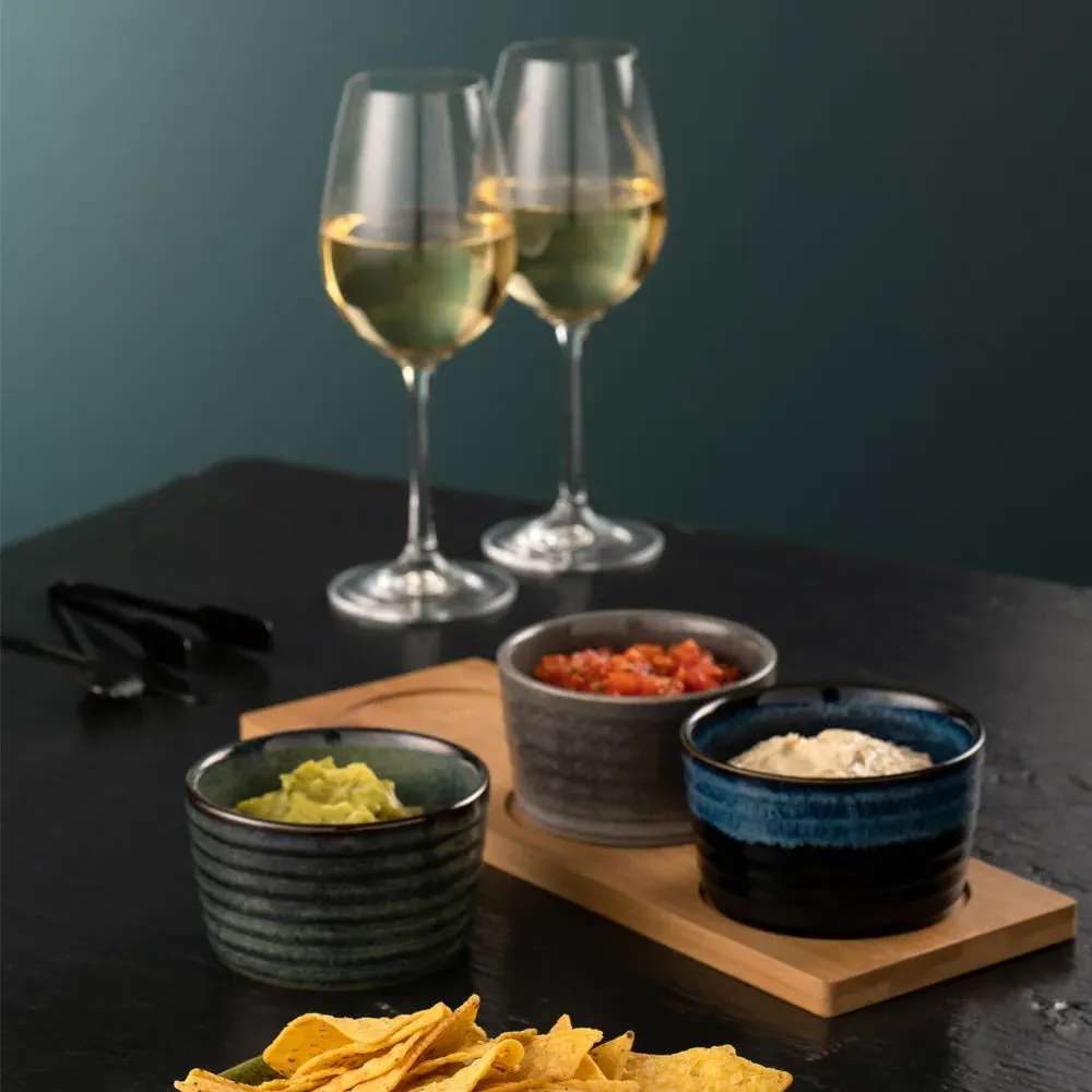 Koda Triple Bowl Set - Stoneware, Bamboo