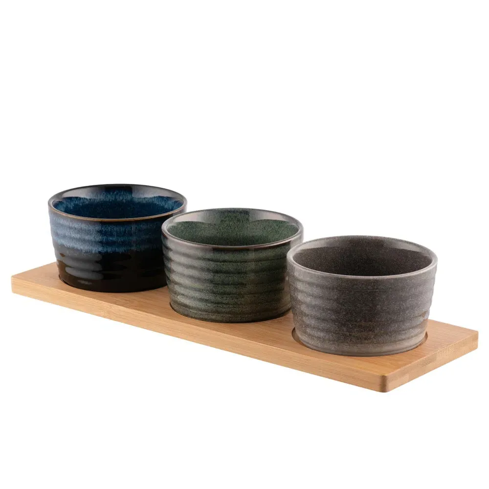 Koda Triple Bowl Set - Stoneware, Bamboo image