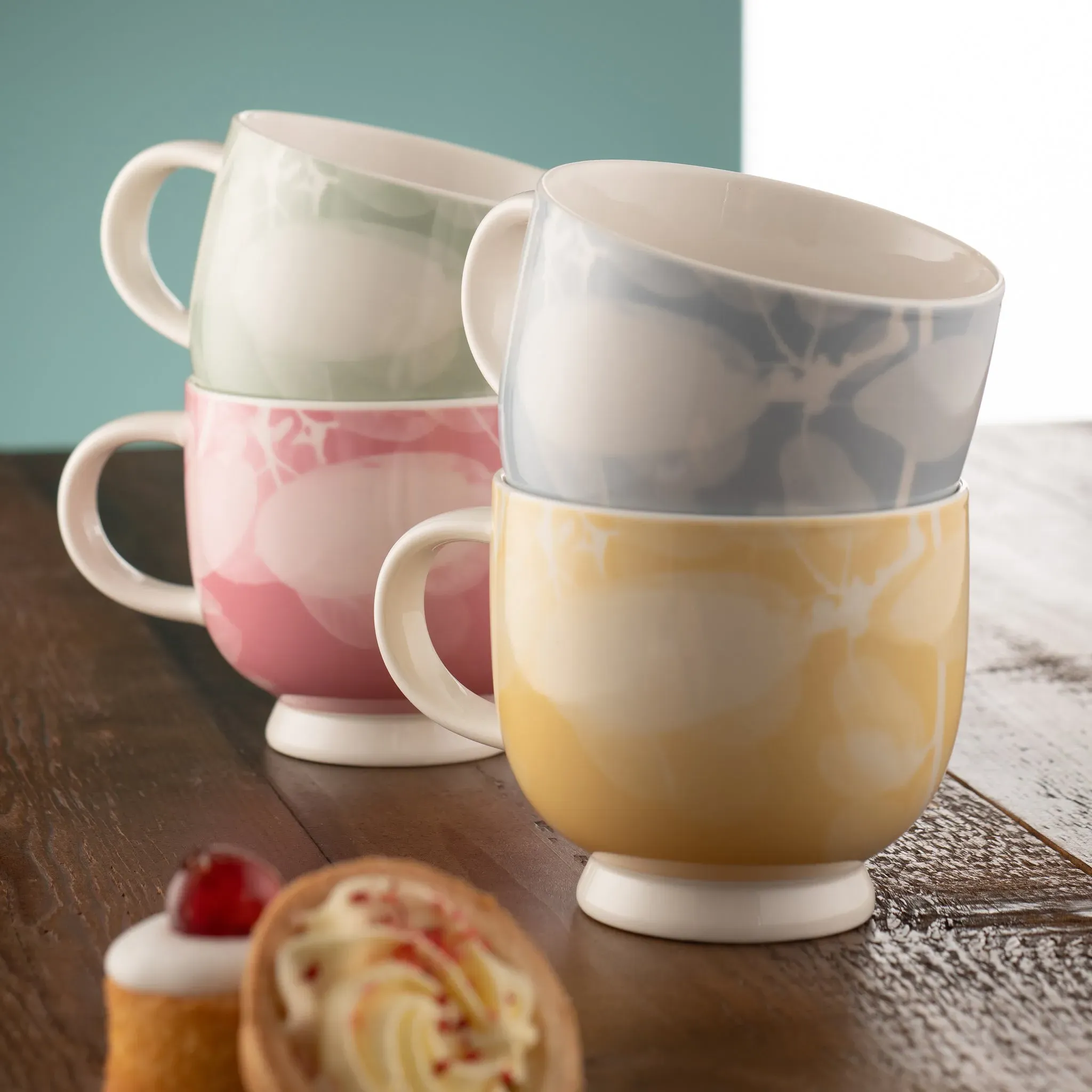 Laurel Footed Mug Set of 4 - Fine China