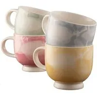 Laurel Footed Mug Set of 4 - Fine China