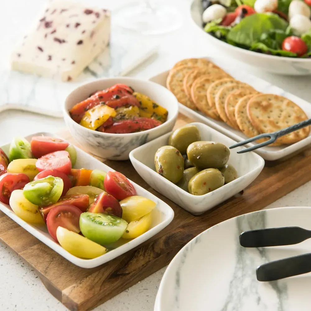 Marble Salad Plate Set of 4 - Grey, Porcelain