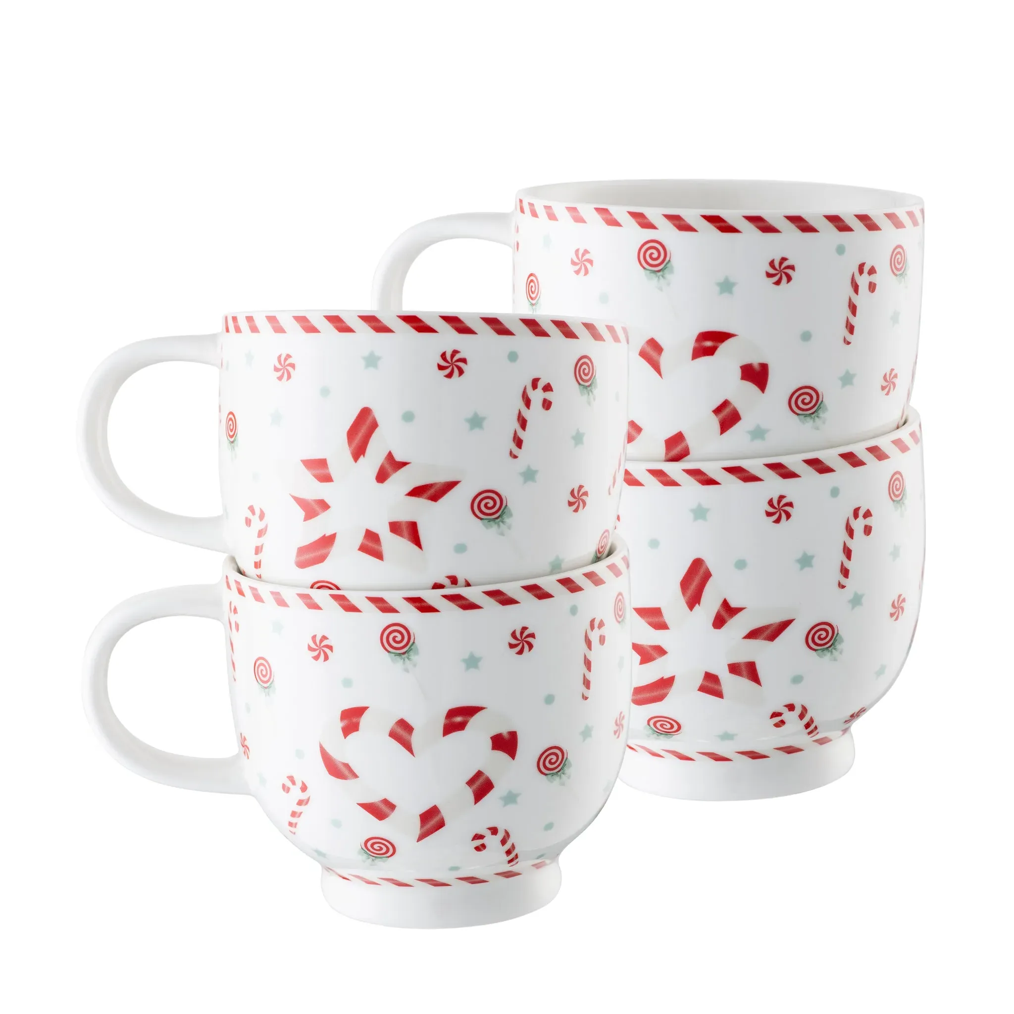 Peppermint Set of 4 Mugs - Festive Pattern image