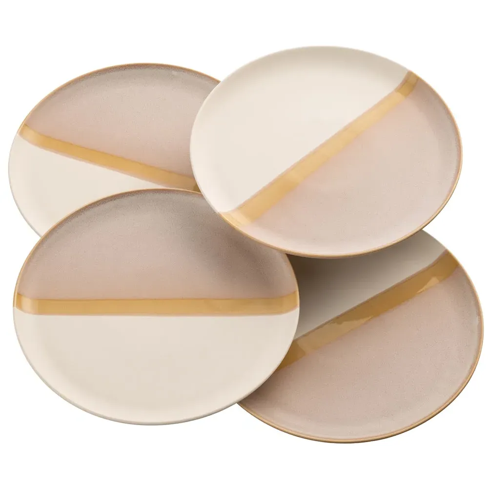 Saffron Set of 4 Dinner Plates - Golden, Porcelain