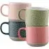 Squiggle Mugs Set of 4 - Pink, Fine China