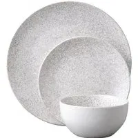 Terra 12 Piece Dinnerware Set - Grey, Fine China