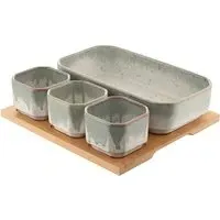 Tivoli Serving Set - Blue Grey, Bamboo
