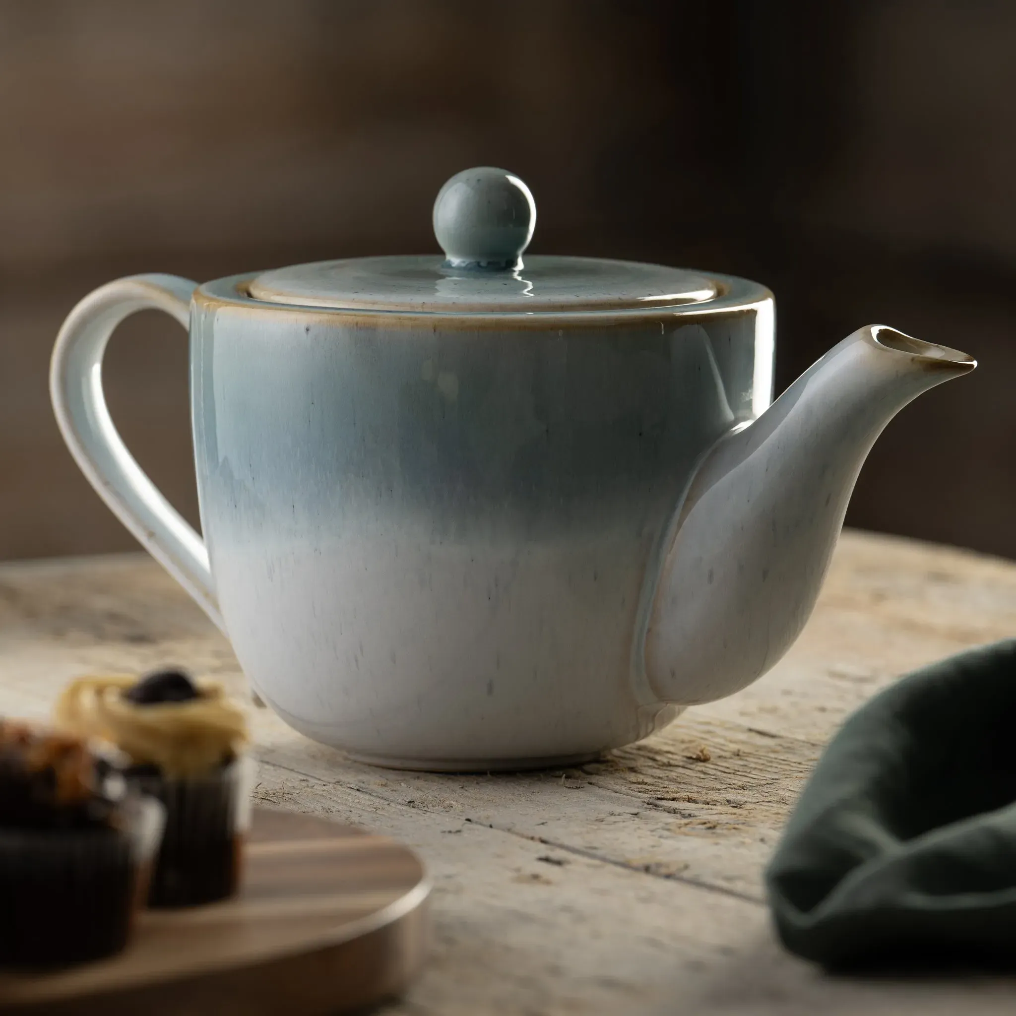 Tivoli Teapot - Blue Grey, Stoneware